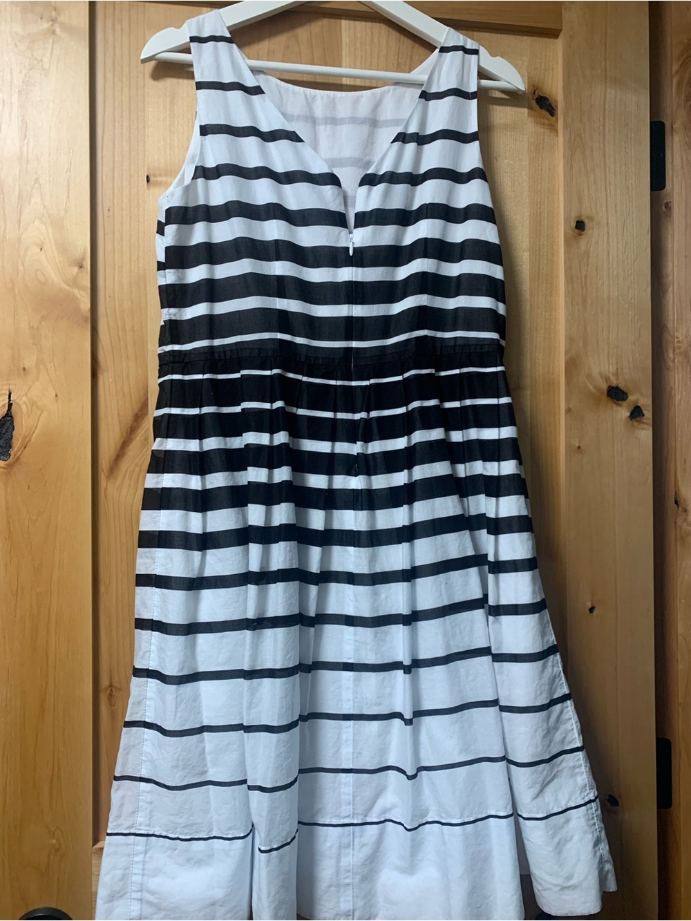 Talbots Black and White Striped Sleeveless Midi Dress